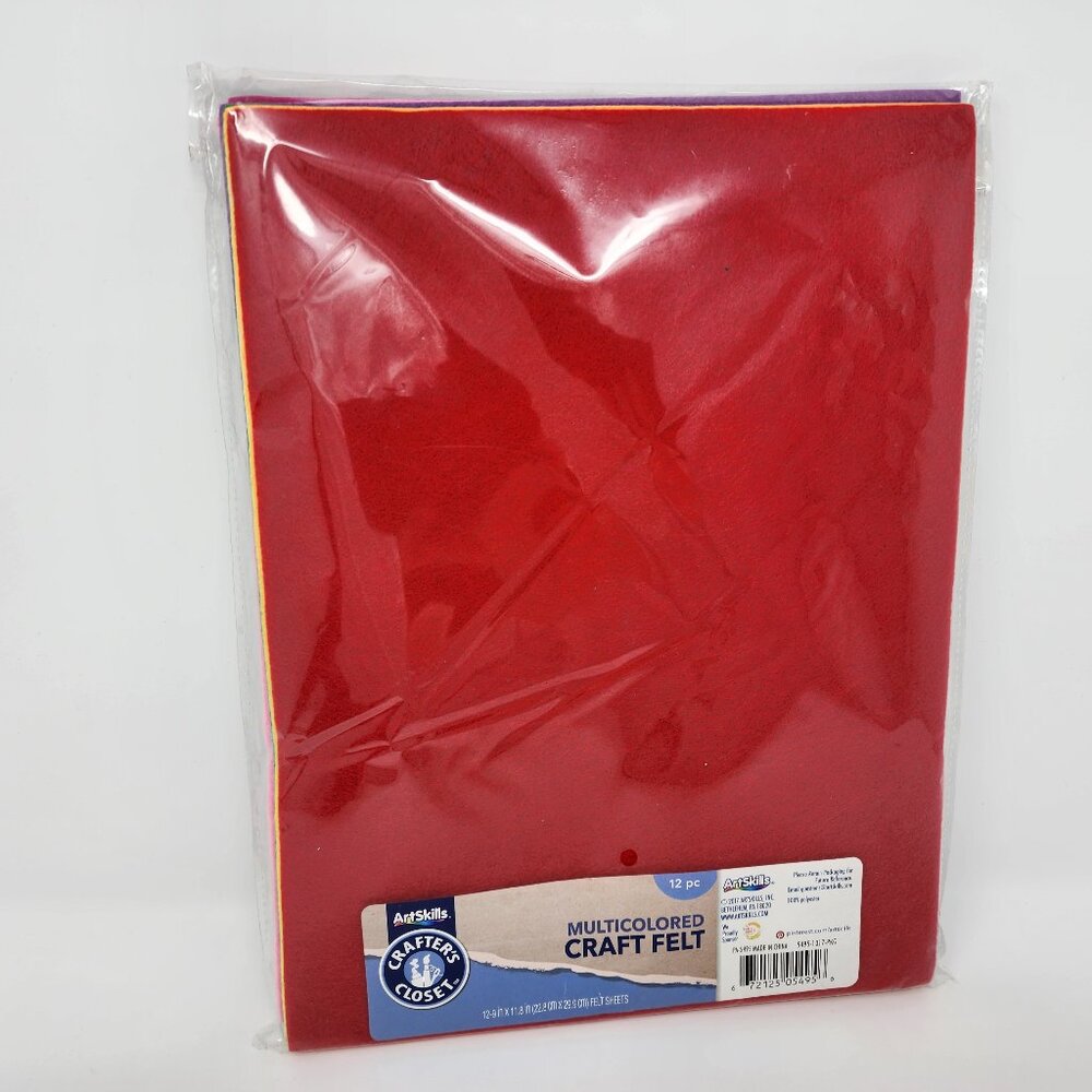 Artskills Multicolored Craft Felt 12 Pc Sheets Polyester Felt 12"x9" Crafting